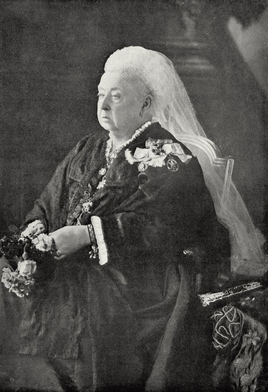 Drottning Victoria (1819-1901) c.1899 (svartvitt fotografi) av English Photographer