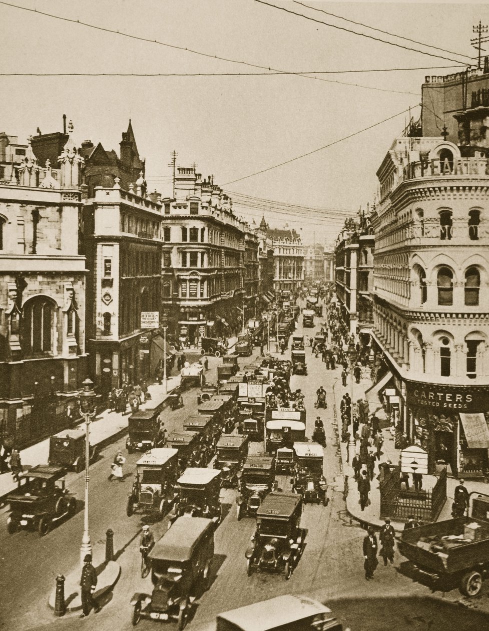 Queen Victoria Street i korsningen med Cannon Street (sepiafoto) av English Photographer