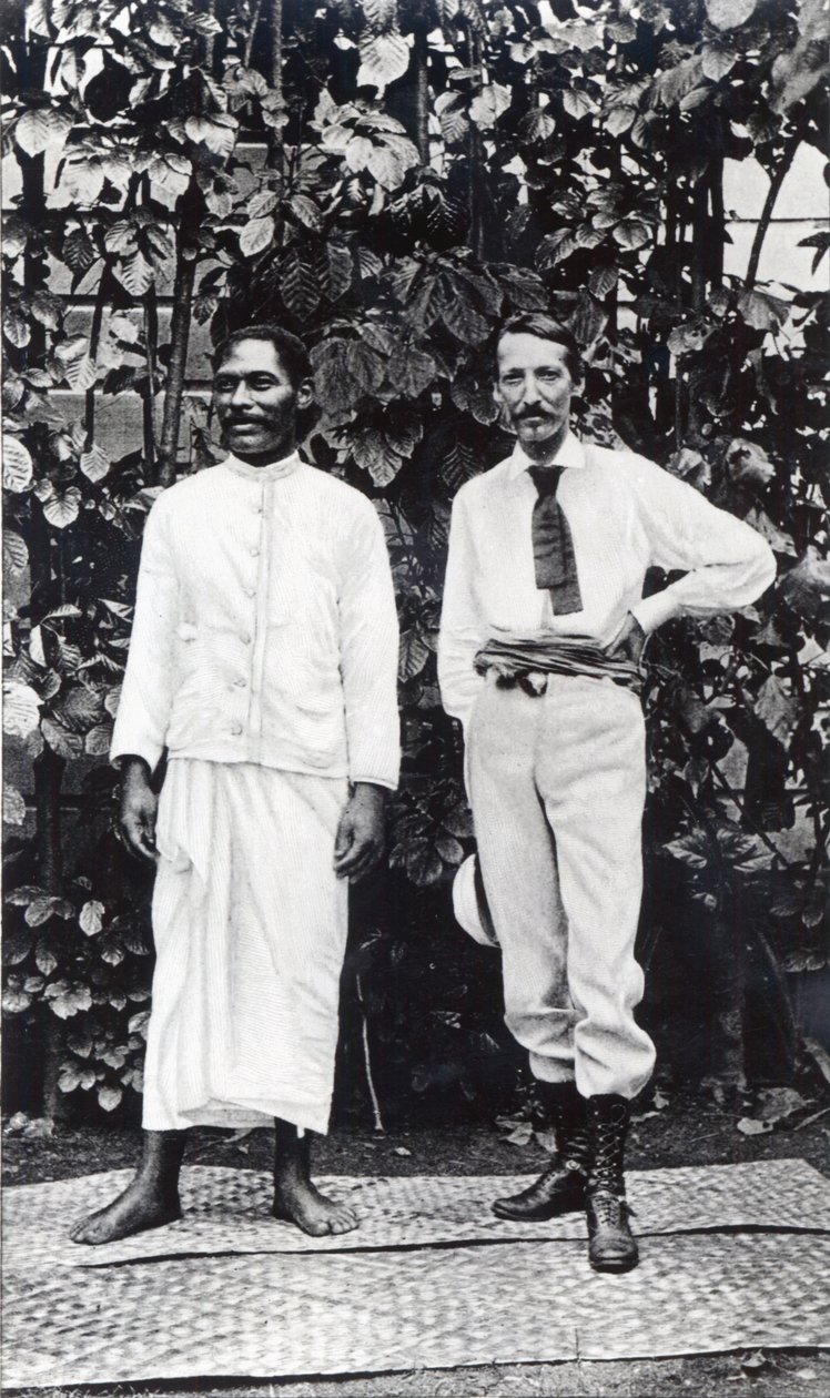 Robert Louis Stevenson och hans vän Tuimale Aliifono av English Photographer