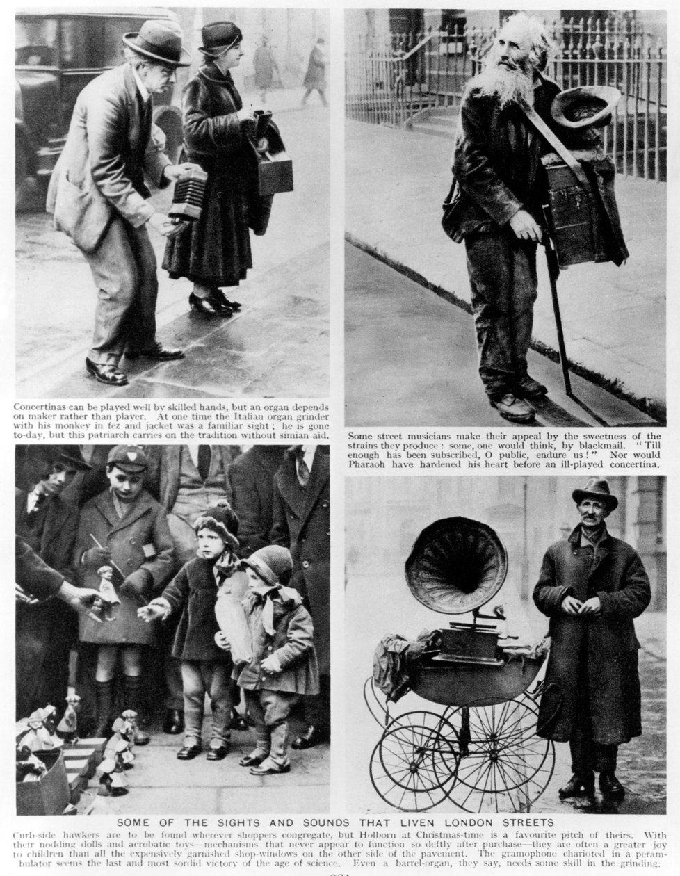 Några av de sevärdheter som livar upp Londons gator, illustrationer från "Wonderful London" av Almey St.John Adcock, 1935. av English Photographer