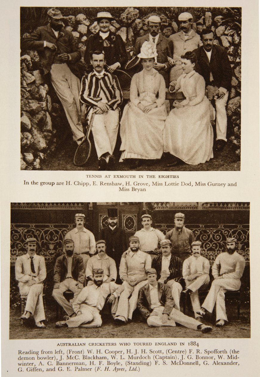 Tennis i Exmouth på 80-talet och det australiska cricketlaget som turnerade i England 1884, fotografier från The Times (fotogravyr) av English Photographer