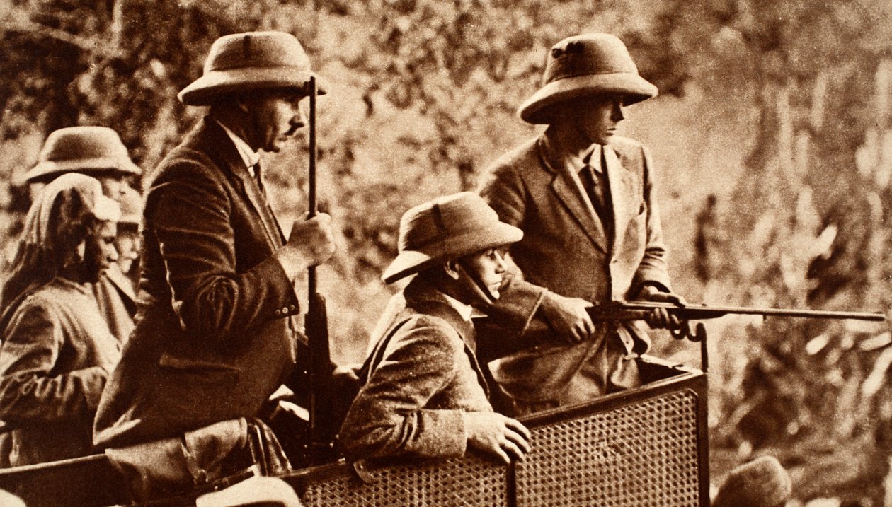 Den indiske turnékungen Edward VIII tigerskjutning i Nepal, 1921 av English Photographer