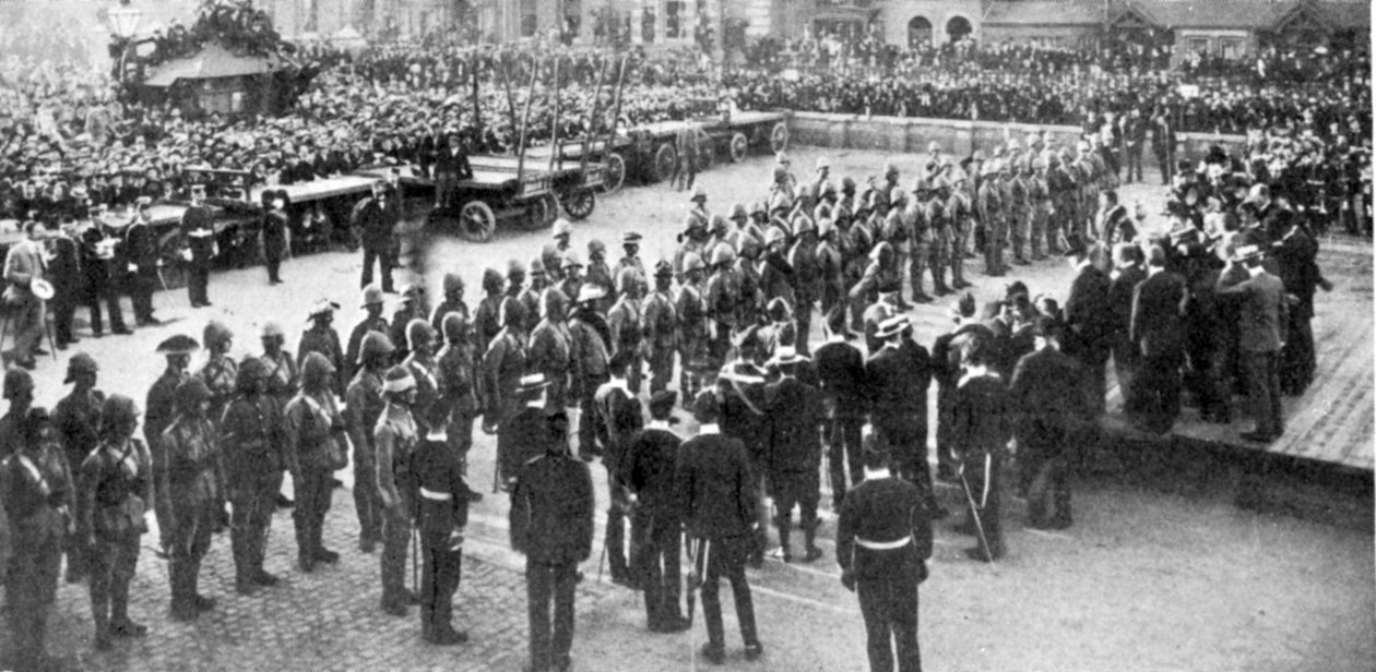 Borgmästaren i Lincoln talar till Lincoln Volunteers, illustration från The King, 25 maj 1901 av English Photographer