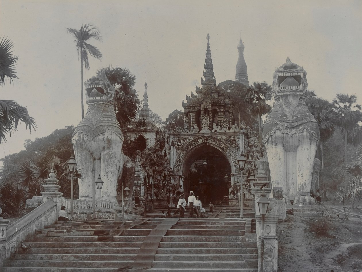 Shwedagon-pagoden i Rangoon, Burma, ca 1860 (albumintryck) av English Photographer