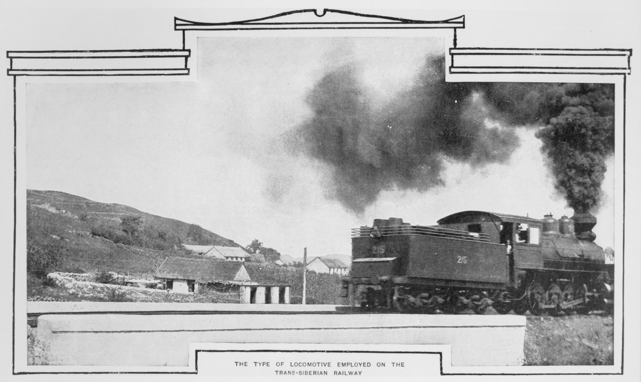 Den typ av lokomotiv som används på den transsibiriska järnvägen, från The Sphere, 15 augusti 1903 av English Photographer