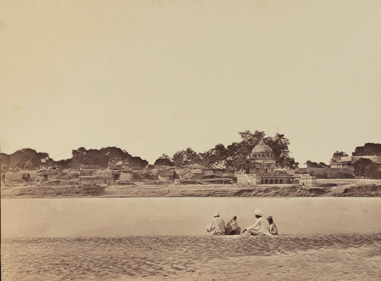 By vid en flod, ca 1858 (sepiafoto) av English Photographer