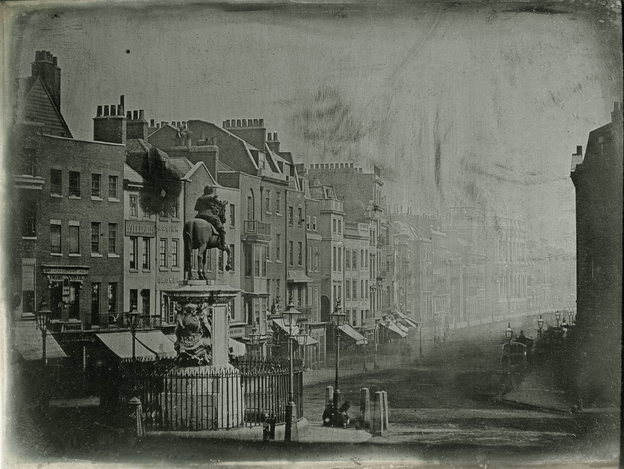 Whitehall och statyn av kung Charles I (1600-49), London, c.1852 av English Photographer
