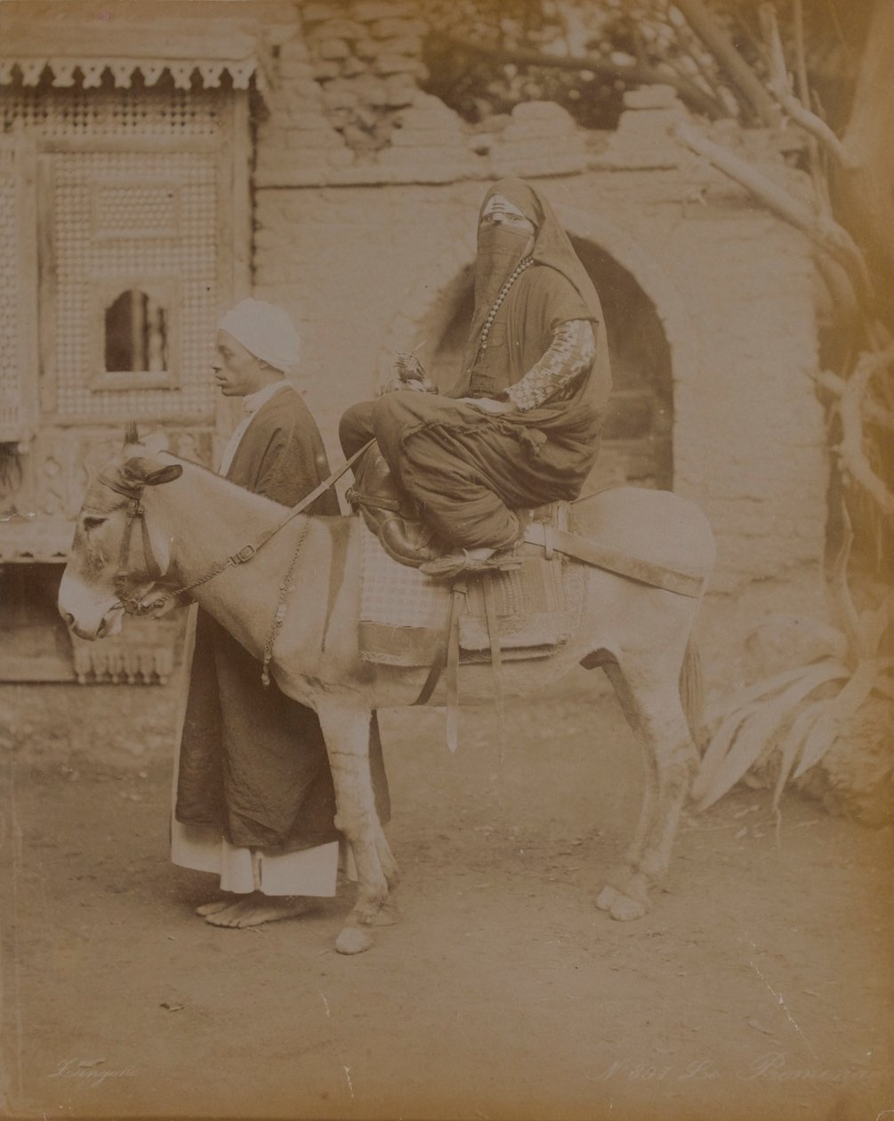 Kvinna på en åsna, Kairo, 1893 av English Photographer