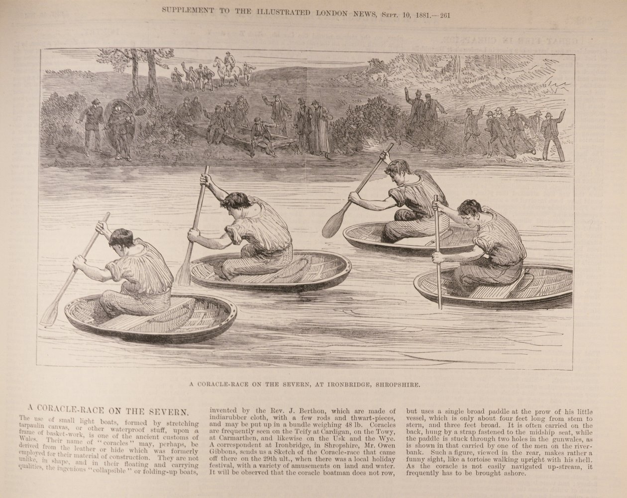 A Coracle Race on the Severn at Ironbridge, Shropshire, från 
