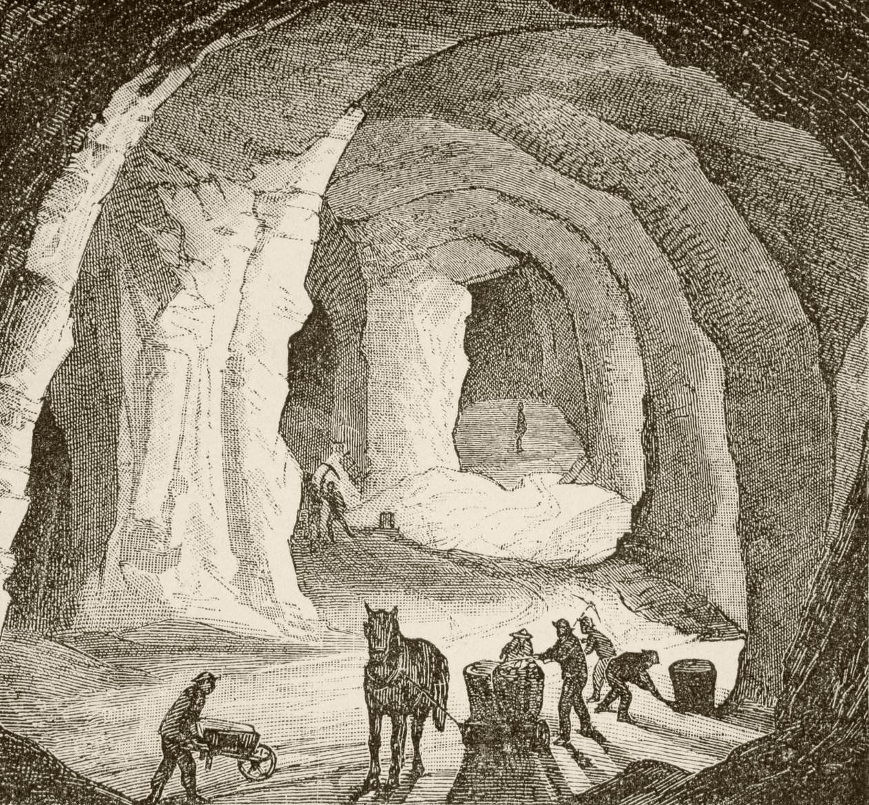 En europeisk saltgruva på 1800-talet av English School