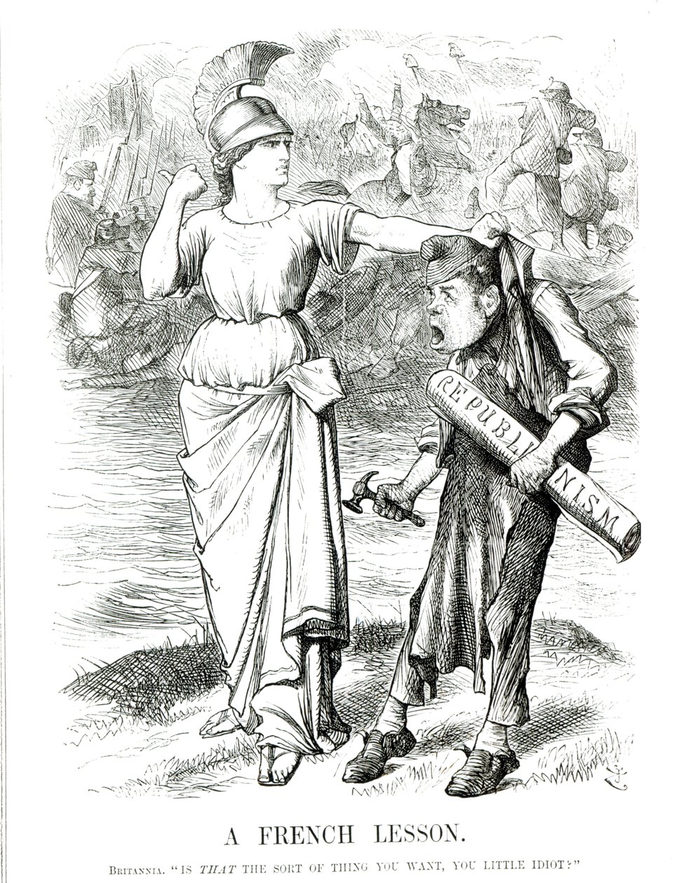 "A French Lesson", teckning från tidningen "Punch", 8 april 1871. av English School