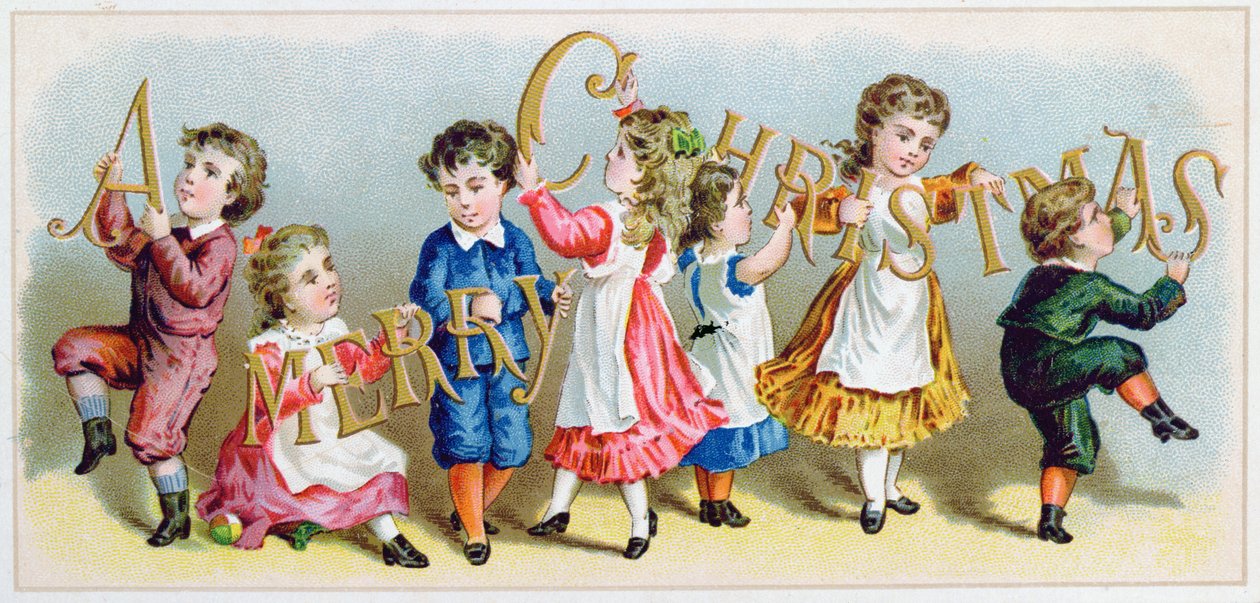 "A Merry Christmas", viktorianskt vykort av English School