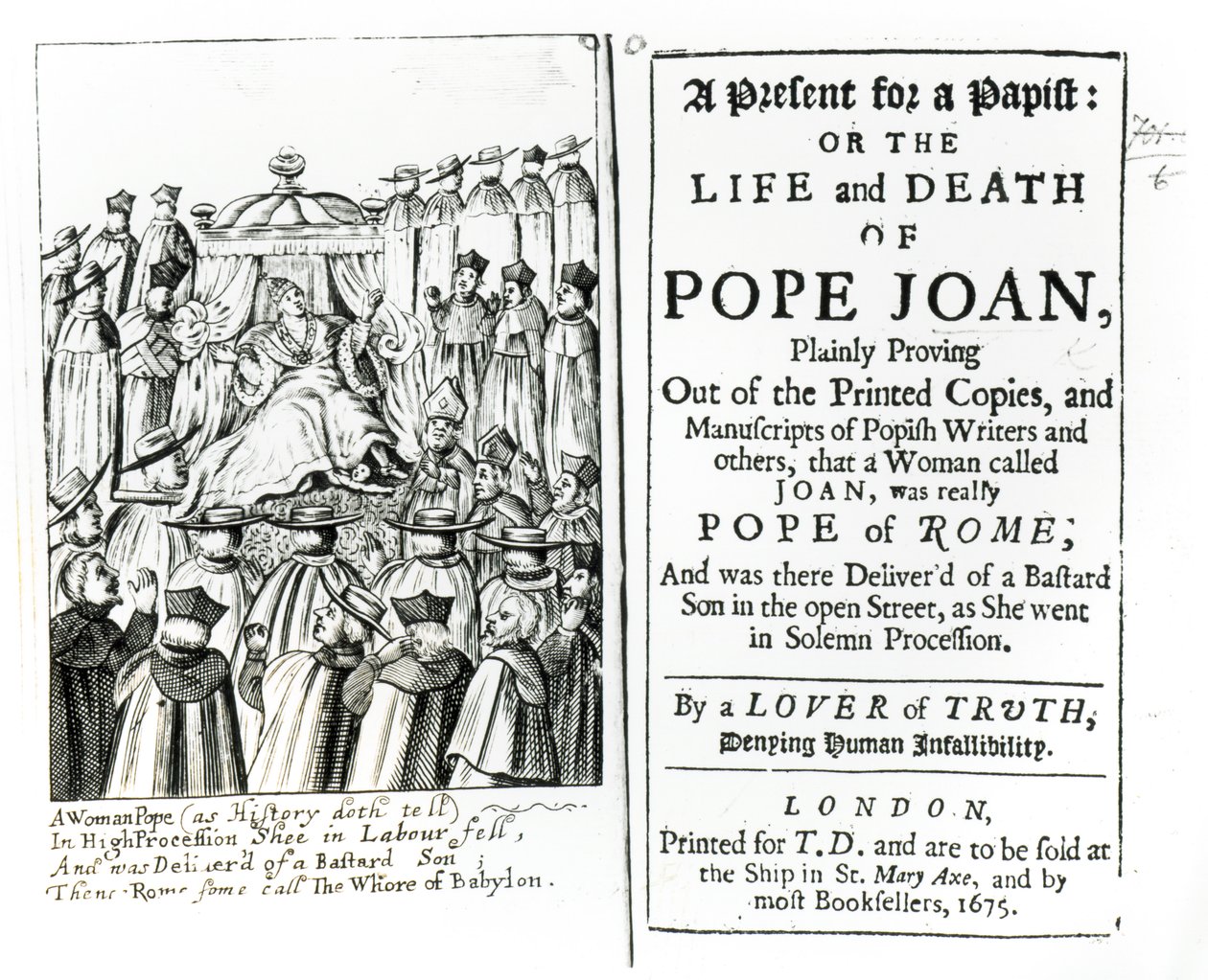 En present till en papist, eller påven Joans liv och död, 1675 av English School