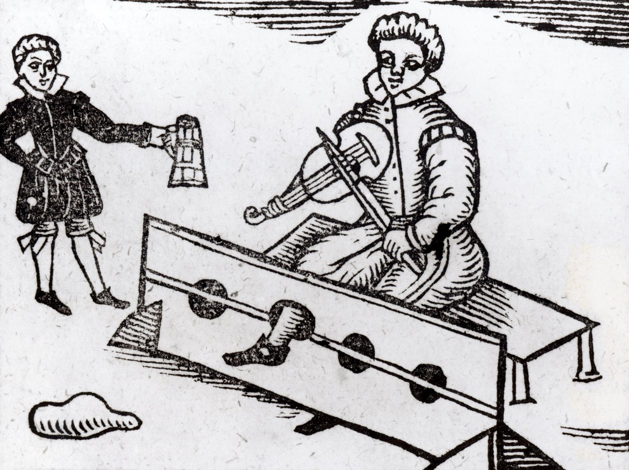 A Purse Snatcher in the Stocks, illustration från en elisabethansk ballad av English School