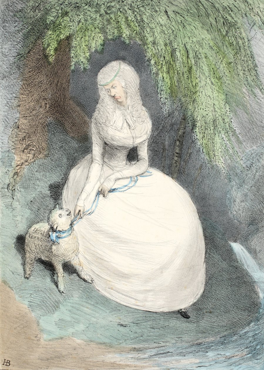 En studie för Sternes Maria, 1833 (handkolorerad gravyr) av English School