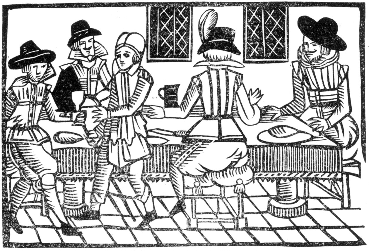 A Supper Party, från en "Book of Roxburghe Ballads" av English School