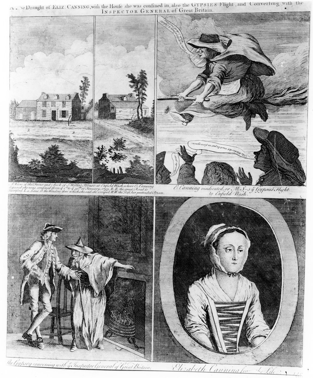 "A True Draft of Eliz Canning", ett satiriskt tryck på berättelsen om Elizabeth Canning, 1753 av English School