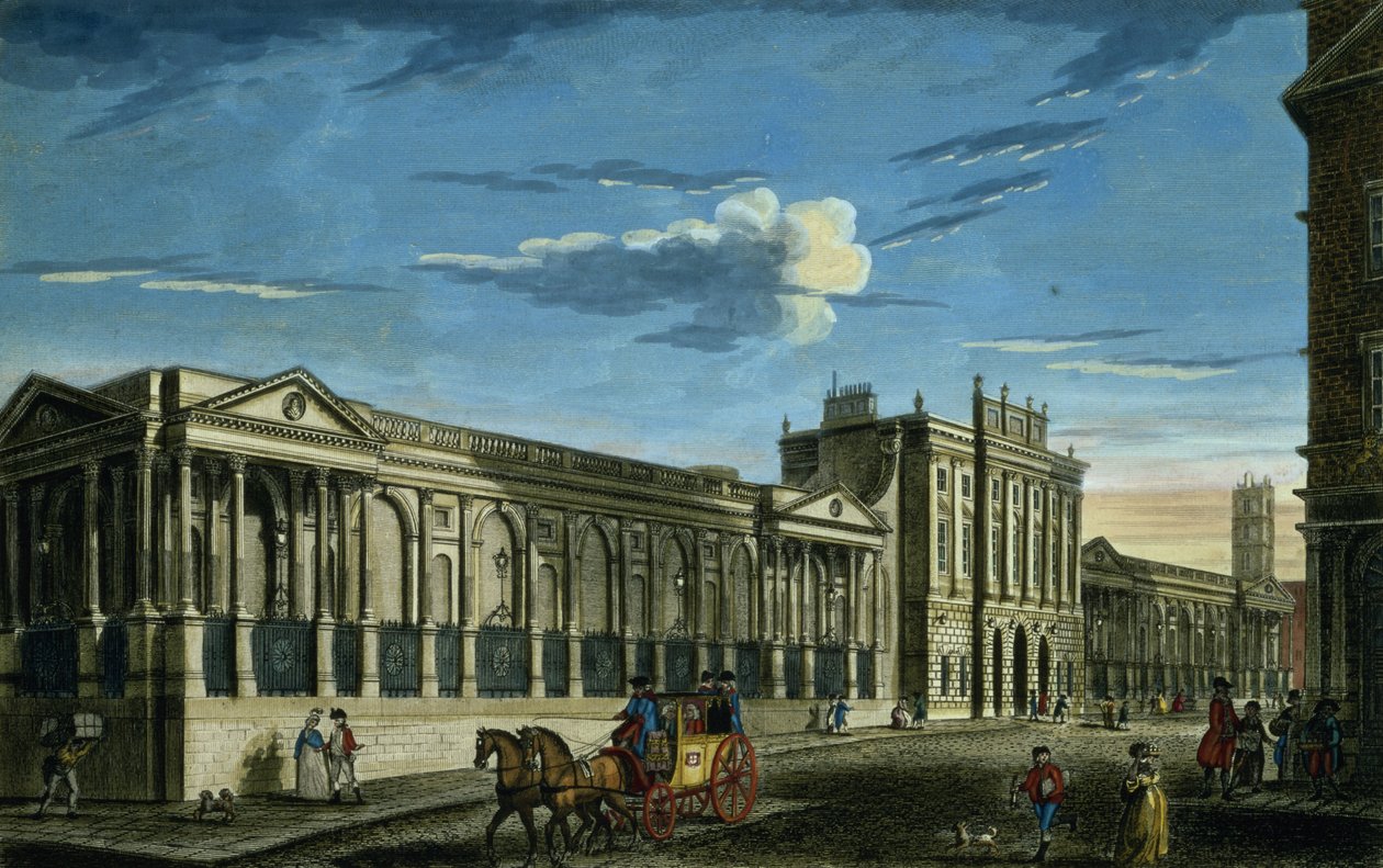 A View of Bank of England, Threadneedle Street, London, tryckt för Bowles och Carver, pub. 1797 av English School