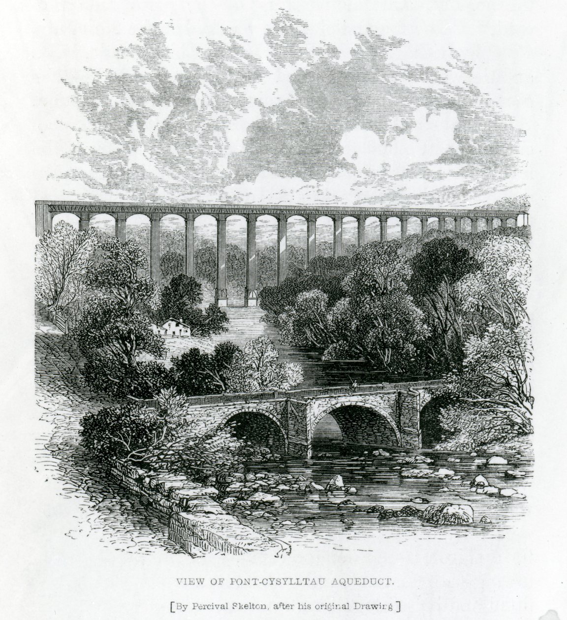 Utsikt över Pontcysyllte-akvedukten, 1861 av English School