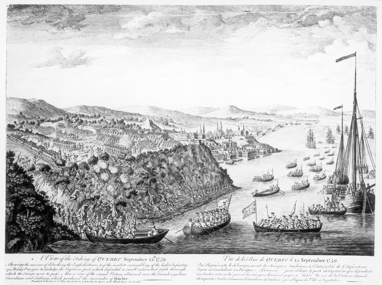 En vy av intagandet av Quebec, 13 september 1759 av English School