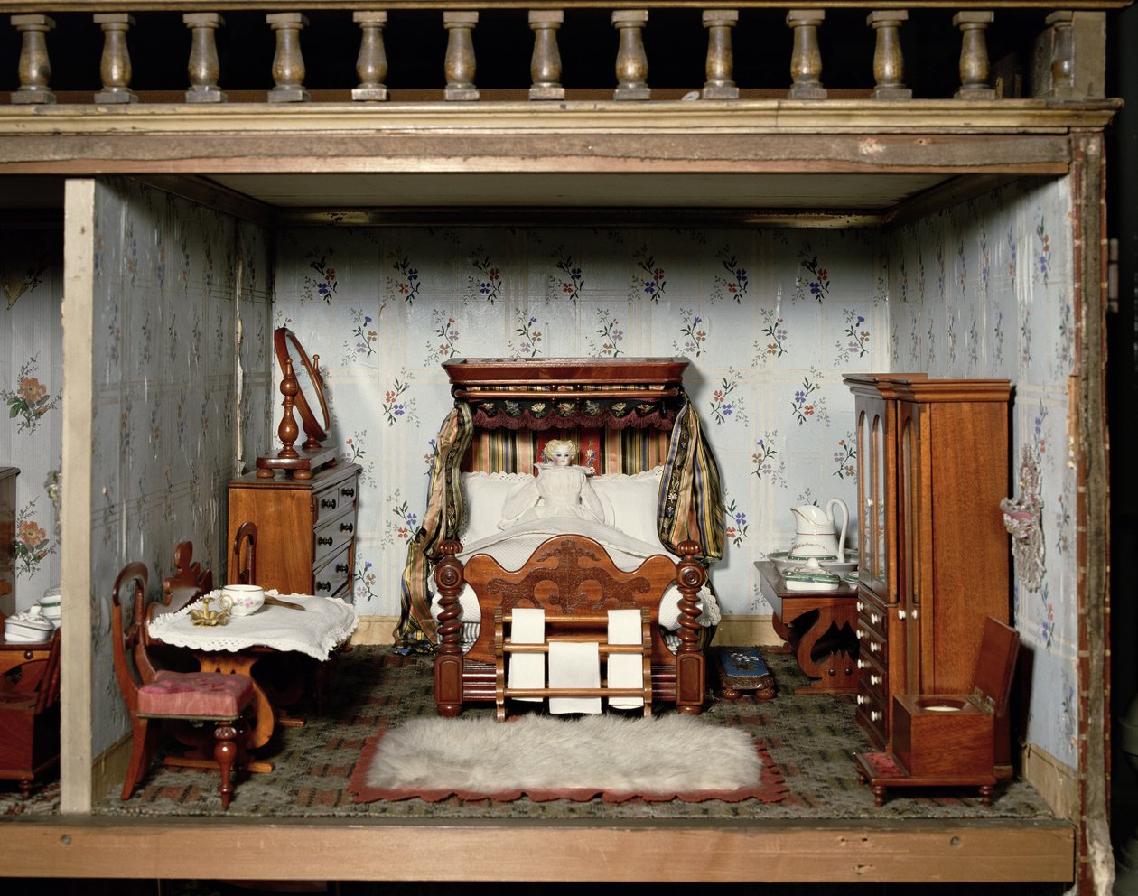 Ett sovrum i Mrs Bryants Pleasure, ca 1860 av English School