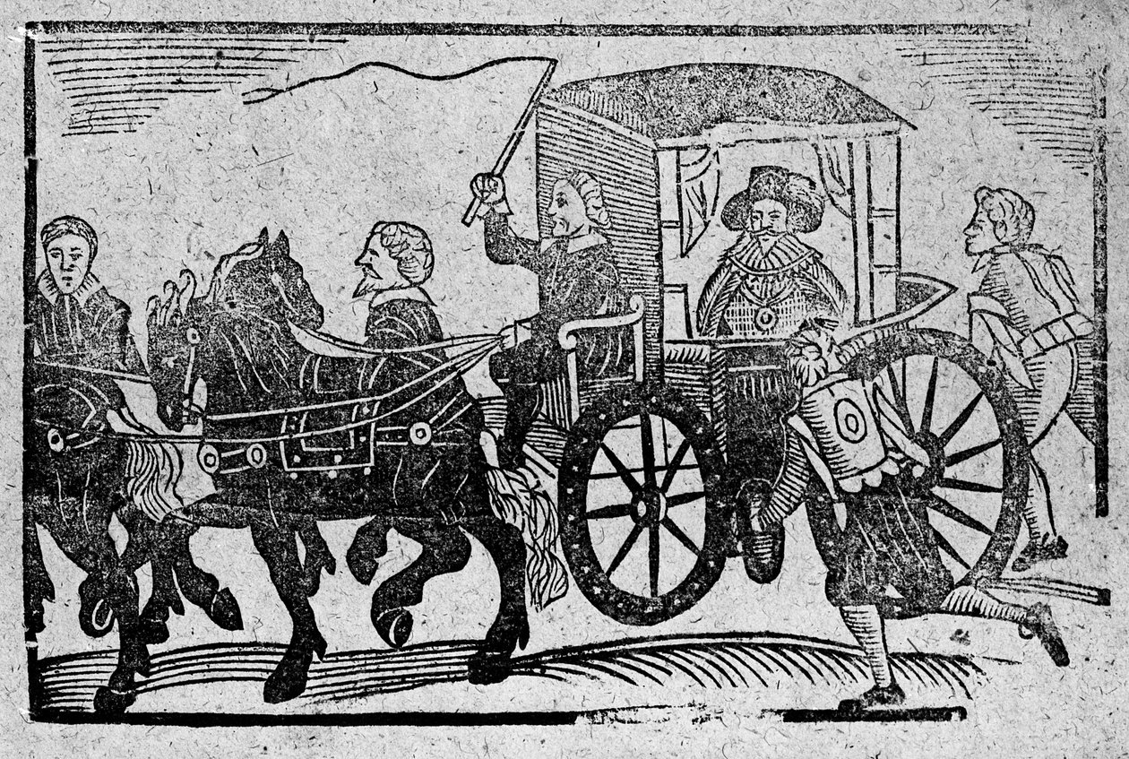 En adelsman i sin vagn, en illustration från "A Book of Roxburghe Ballads" av English School