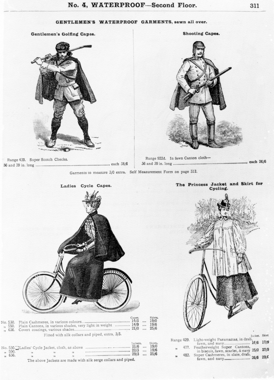 Annons för friluftskläder, ca 1880-1900 av English School