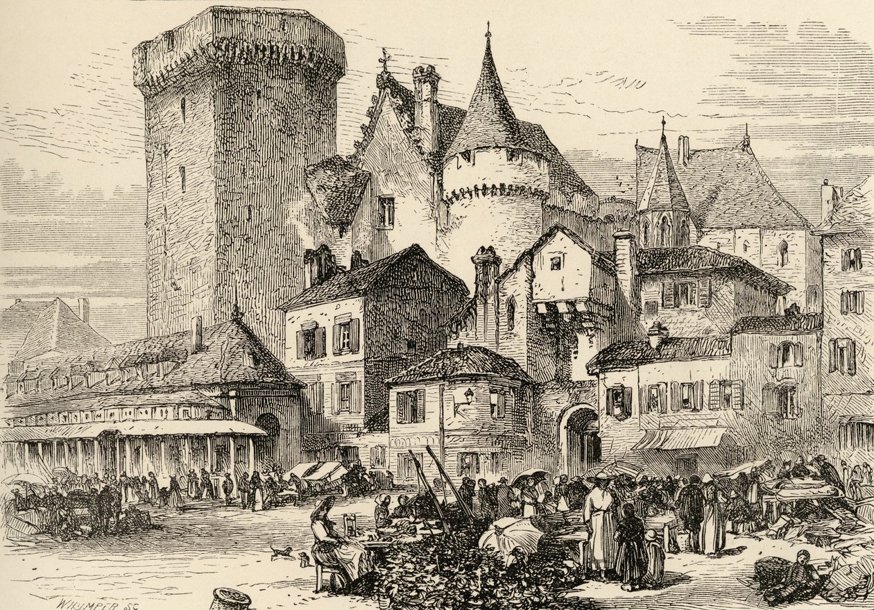 Angouleme, Frankrike, illustration från "Spanish Pictures" av pastor Samuel Manning av English School
