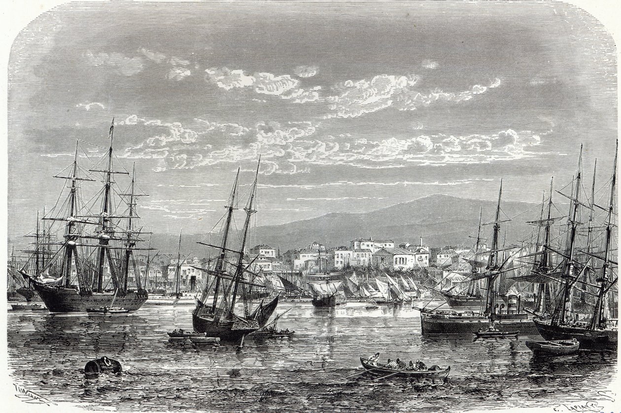Aten: allmän bild av Pireus, från "The Illustrated London News" av English School