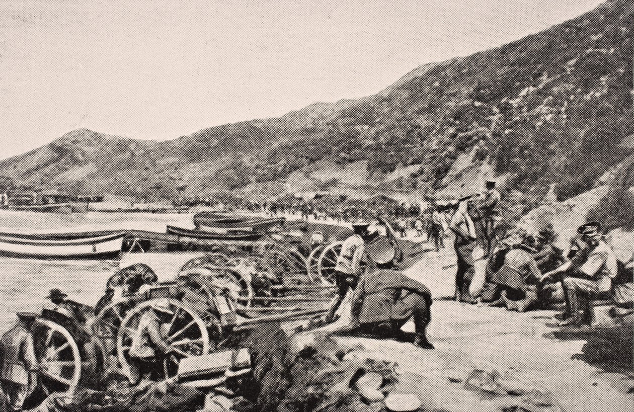 Australiska trupper på Anzac Cove Gallipoli halvön Turkiet, 1915, från 