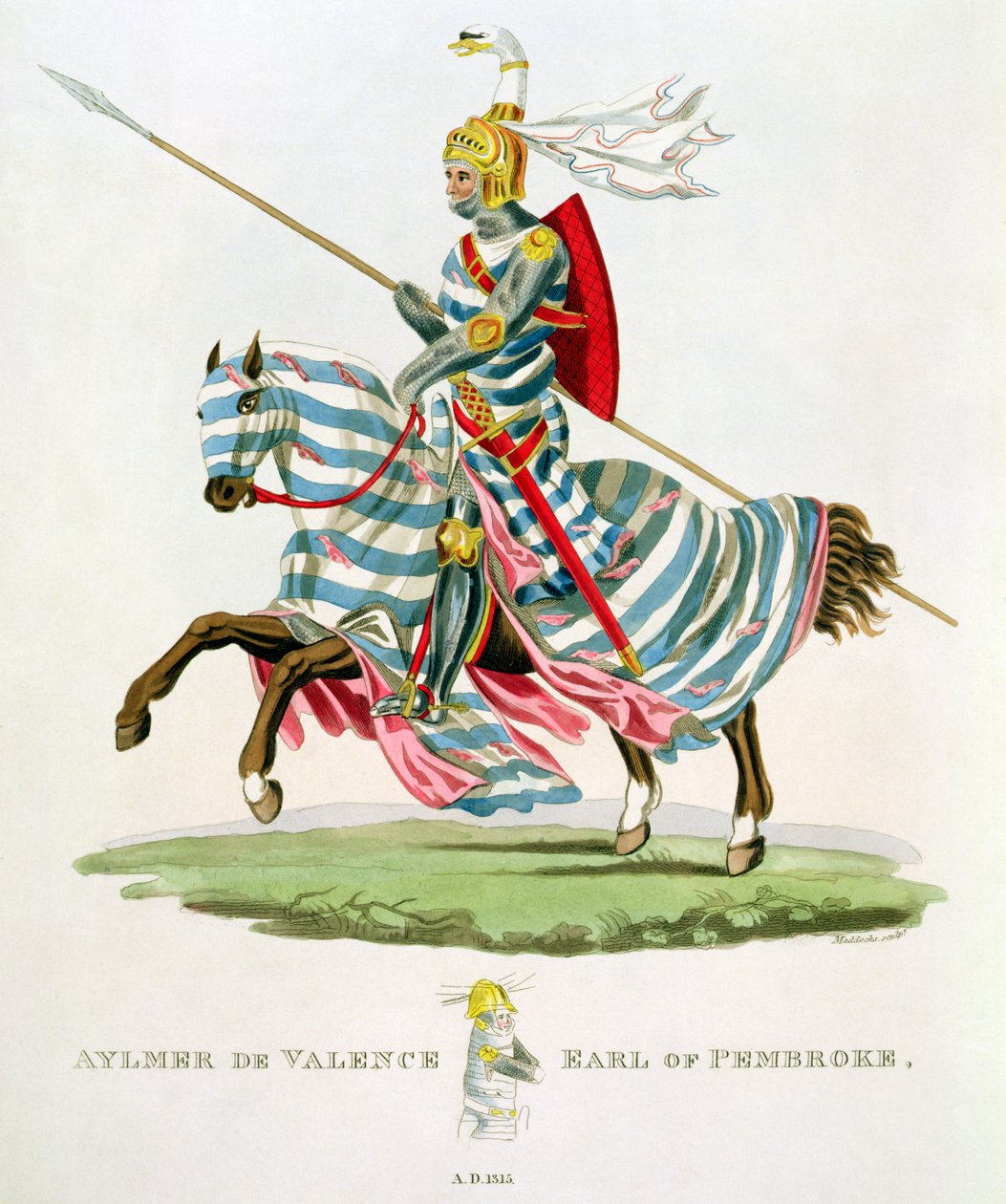 Aylmer de Valence, Earl of Pembroke (1265-1324), 1315, graverad av W. Maddocks, från 