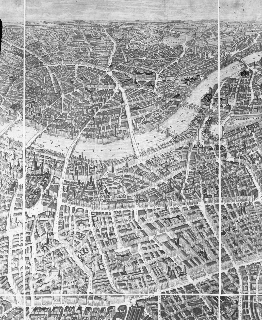 Ballongvy över London, 1851 av English School