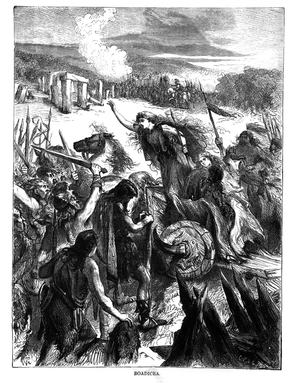 Boadicea uppviglar Iceni mot romarna av English School