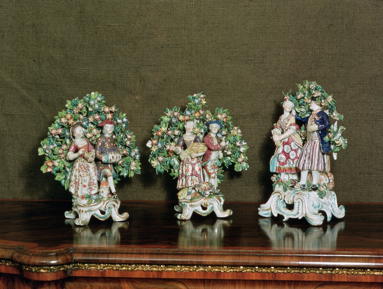 Rosettfigurer i porslin, 1761 (keramik) av English School