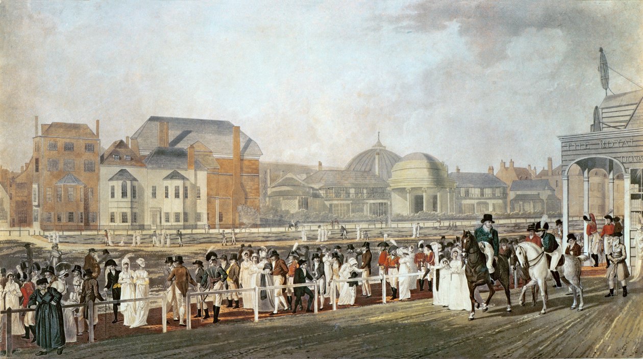 Brighton: The Old Pavilion och Steyne graverad av Charles Richards av English School
