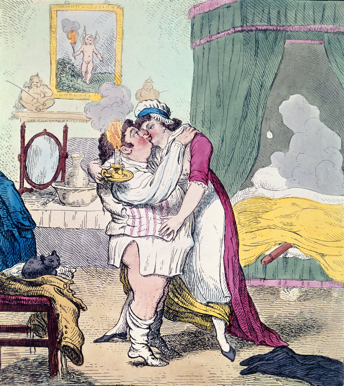 Karikatyr av Charles James Fox och Elizabeth Armisteads förhållande (handkolorerat gravyr) av English School