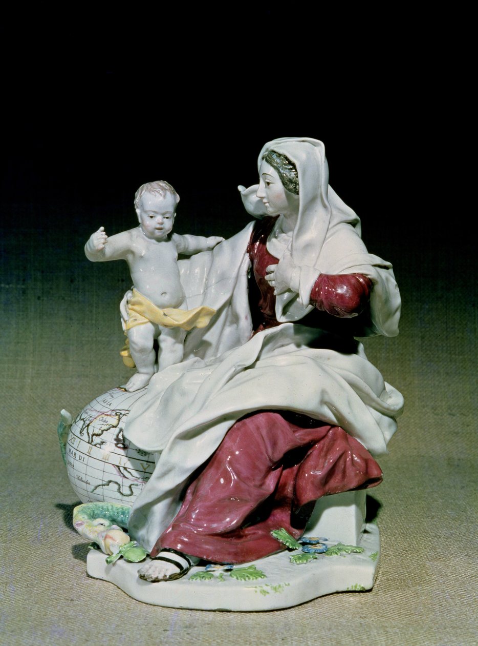 Chelsea-figur av Madonna och barn, Red Anchor period, ca 1755 (porslin) av English School