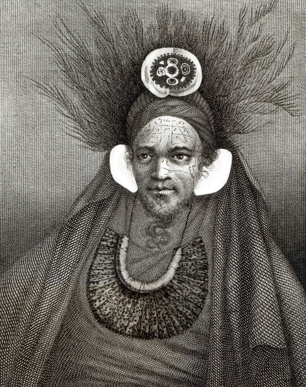 Chief of St.Christina, illustration från "Resan runt världen till sydpolen", av kapten James Cook (1728-79) av English School