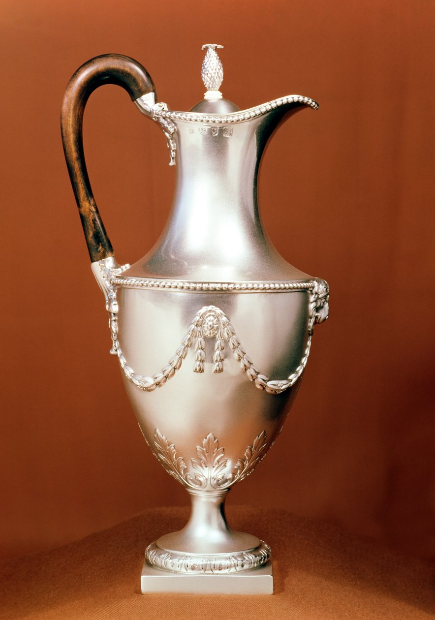 Chokladkruka, med repouse-design och jagande, Adam-stil, 1773-4 (silver) av English School
