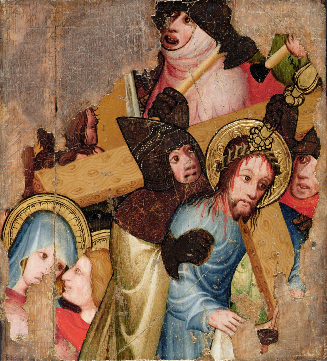 Kristus som bär korset, ca 1400-25 (olja och guld på panel) av English School