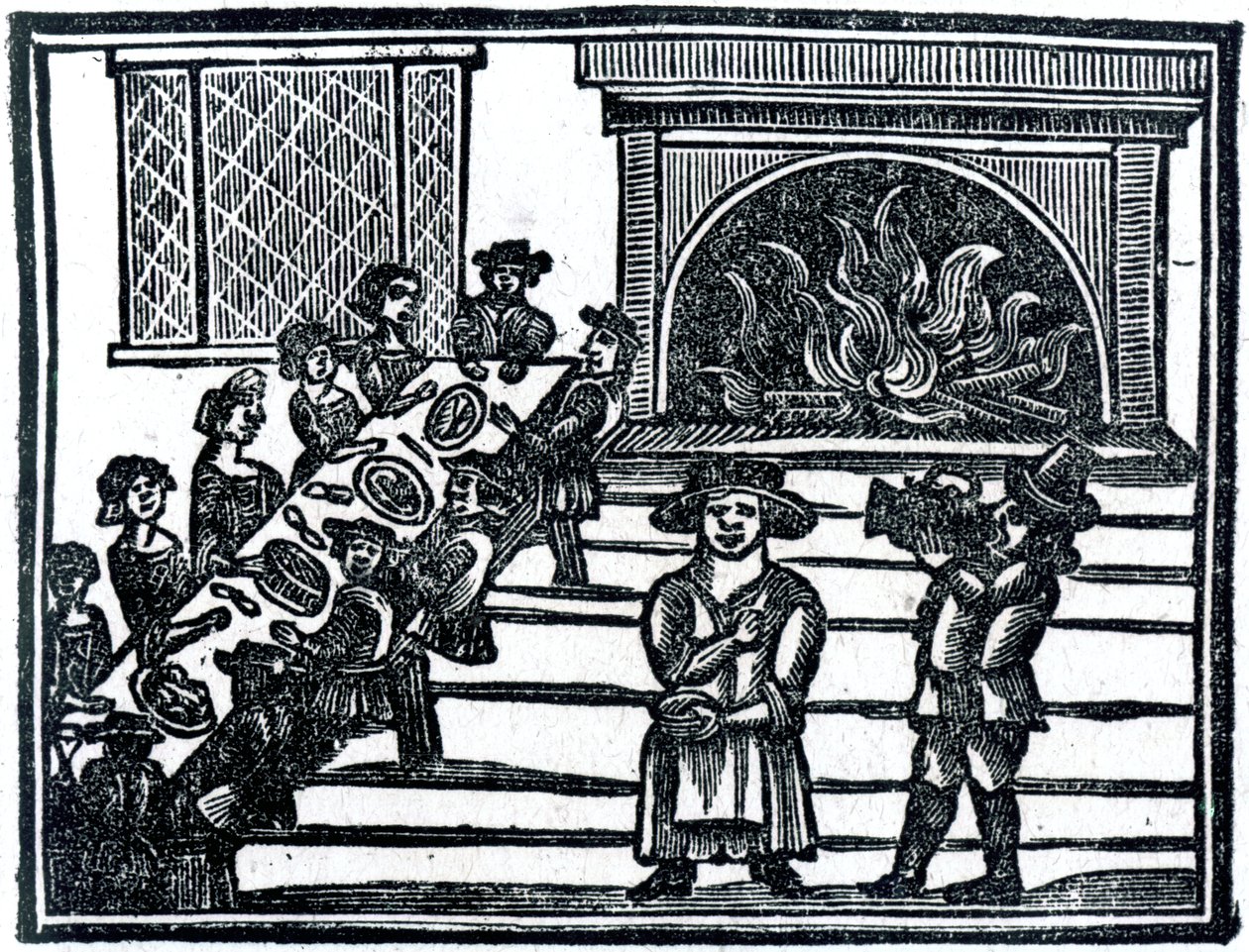 Christmas Entertainment, en illustration från "A Book of Roxburghe Ballads" av English School