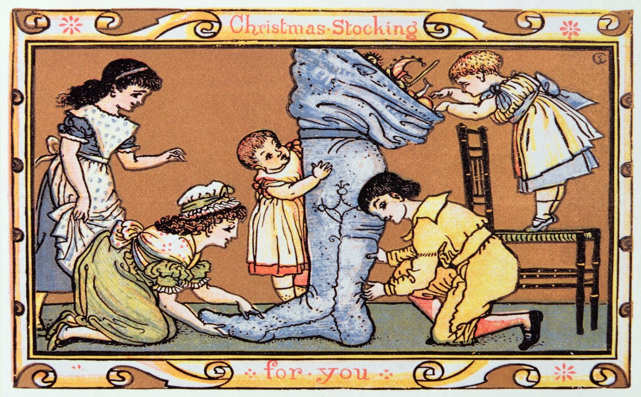 Christmas Stocking For You, ett viktorianskt julkort av English School