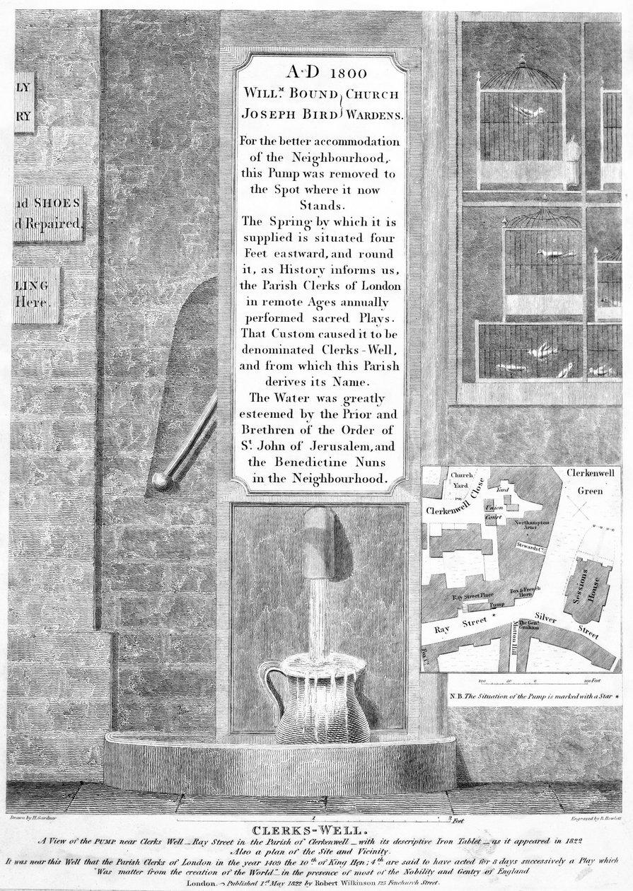 Clerks-Well, Clerkenwell, London, publicerad 1822 av English School