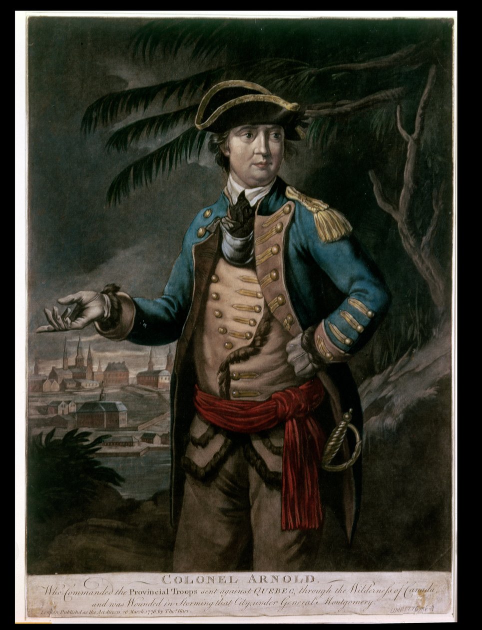 Överste Benedict Arnold, pub. London, 1776 (mezzotint) av English School
