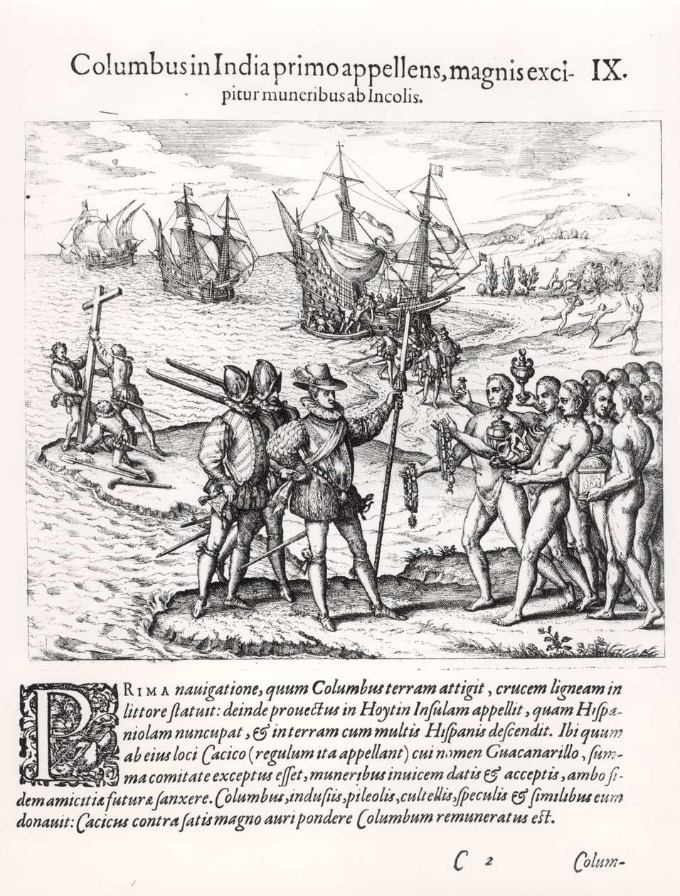 Columbus i vad som först kallades Indien, välkomnad av indianerna med gåvor av English School