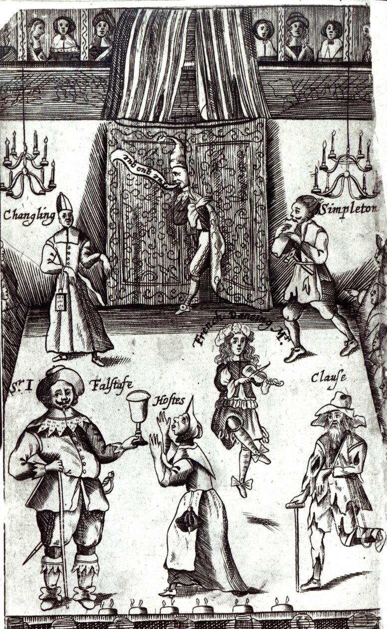 Komiska skådespelare i föreställningar, 1662 av English School