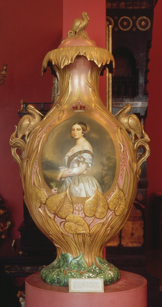 Jubileumsvas med ett porträtt av drottning Victoria, 1851 (keramik) av English School