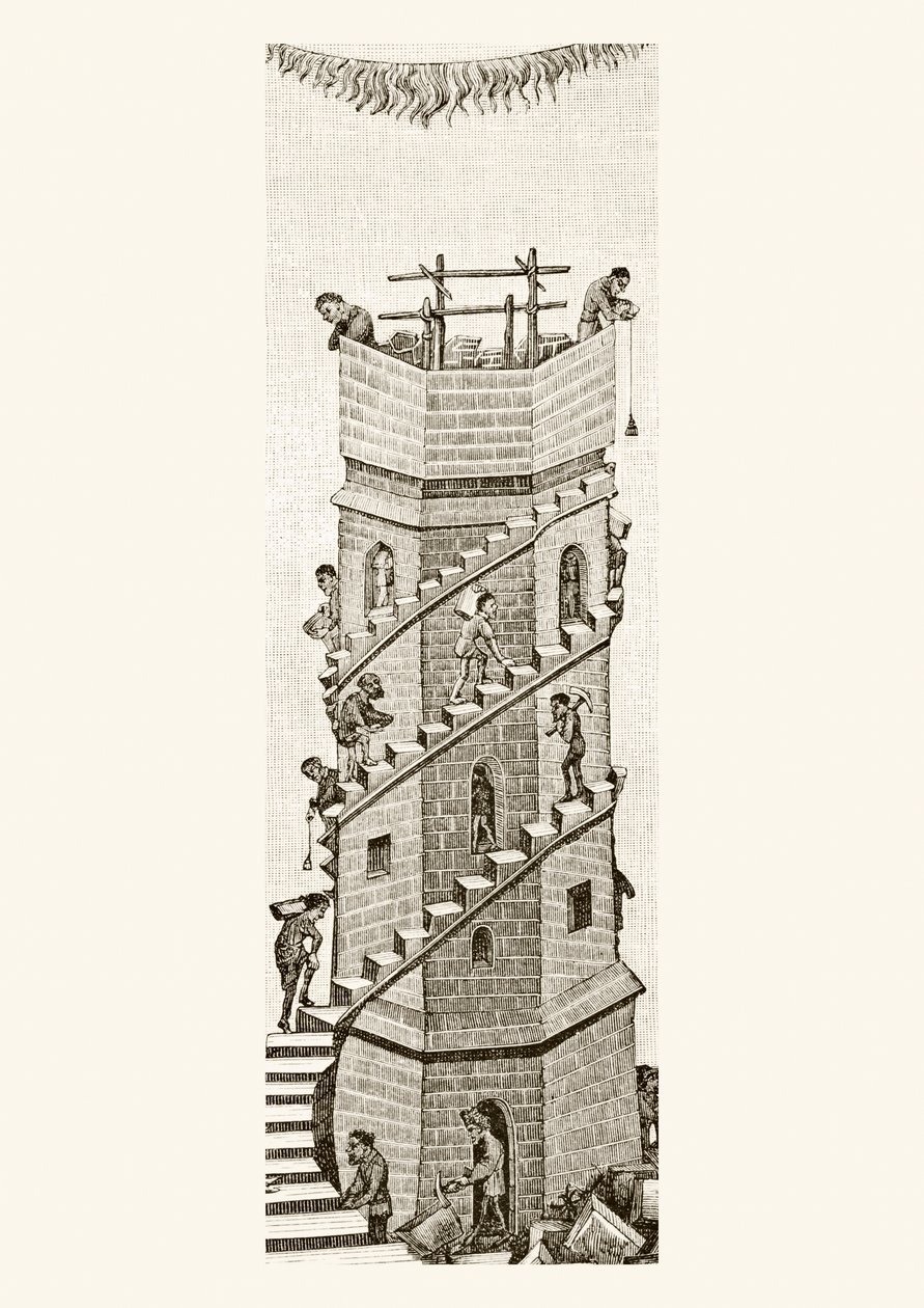 Byggandet av Babels torn, 1878 av English School