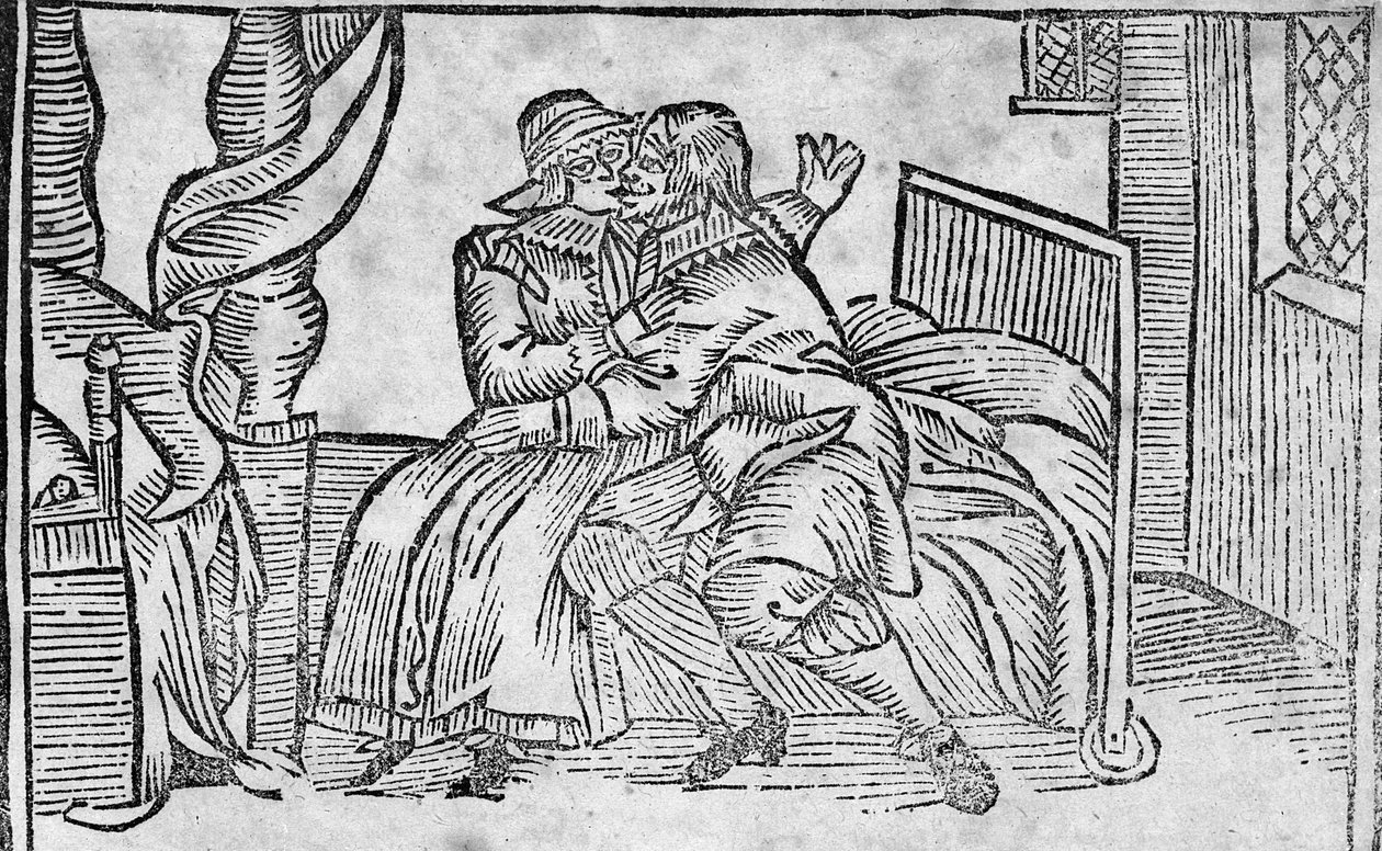 Couple Kissing, illustration från "Roxburghe Ballads" av English School