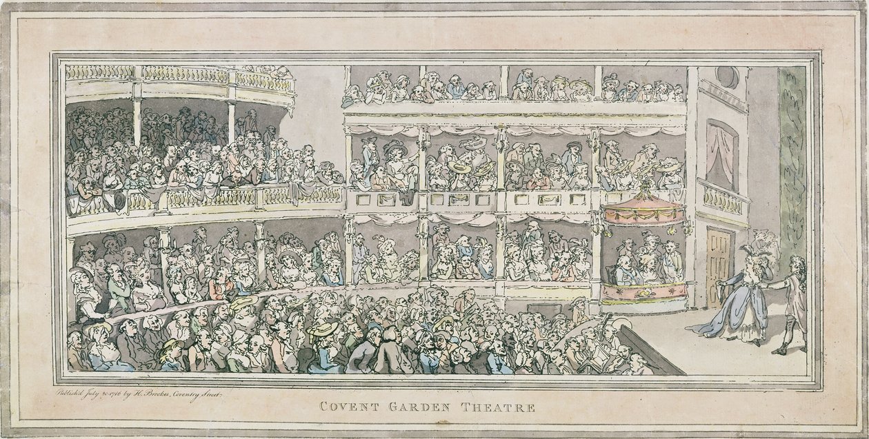 Covent Garden Theatre, 1786 (penna och bläck med tvätt på papper) av English School